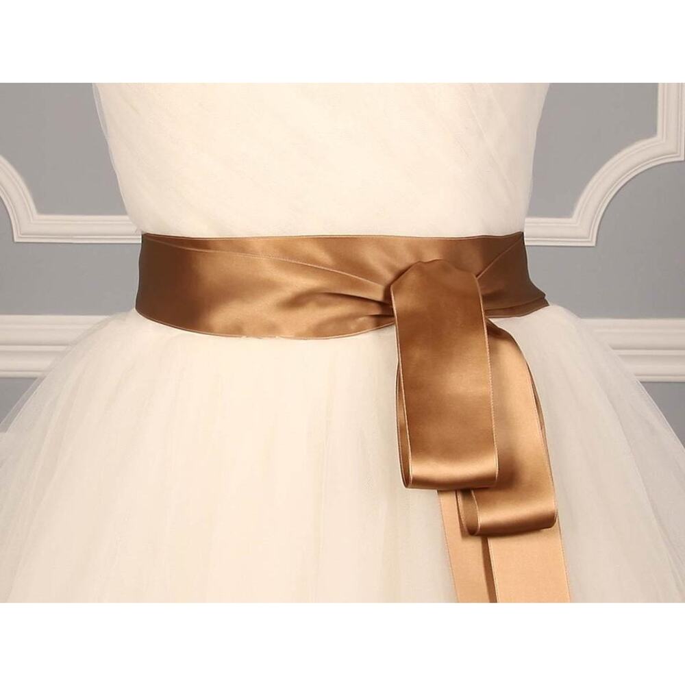 Sable Brown Double Satin Faced Ribbon Sash for Bridal Wedding Dress 2" x 4 1/2yd